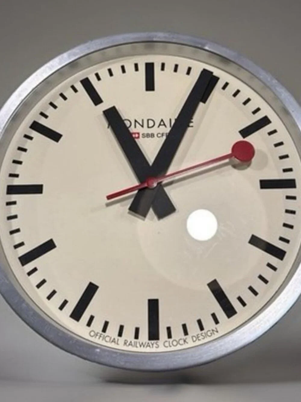 MONDAINE Wall Clock - White Dial - Brushed Aluminum Frame - A990.CLOCK.11SBC